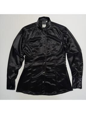 versace jeans couture satin buttonup shirt womens XS
